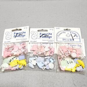 Baby Boy & Girl Buttons And Flatback Baby Shower Buttons Embellishments x6 NIP